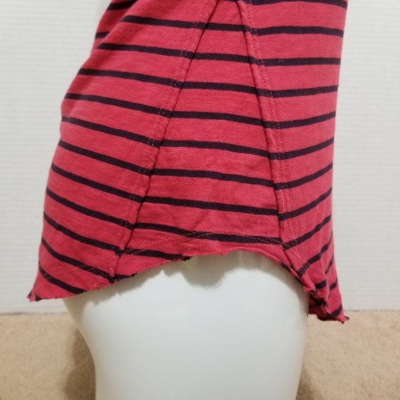 Free People top Small Hard Candy Stripe Cuff beaded crochet inset cuff raw hems - Picture 6 of 14